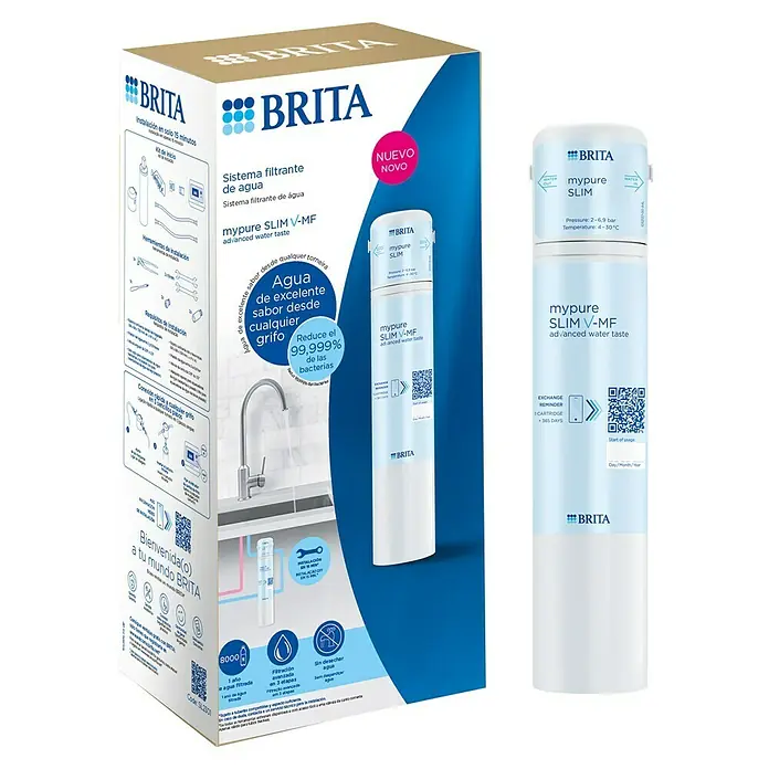 Brita Filtro de agua Mypure Slim V-MF - Apto para: Fregaderos, Capacidad volumétrica: 8.000 l - Sistema de filtración de agua BRITA MyPure Slim V-MF.