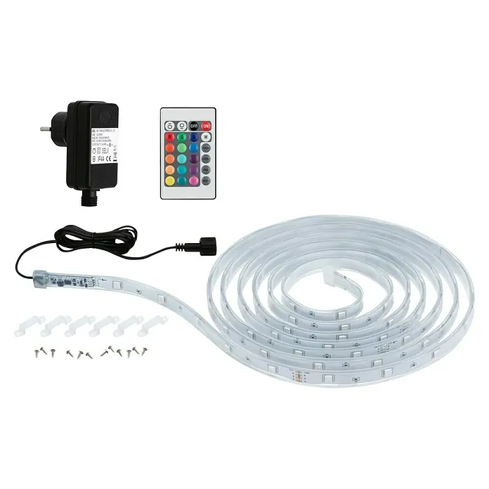 Paulmann SimpLED LED-Band-Set Outdoor RGB - Länge: 300 cm, Lichtfarbe: RGB, 11 W, 157 lm, 230 V - LED-Lichtleiste mit Netzteil, Fernbedienung und Befestigungsmaterial für stimmungsvolle Beleuchtung im Innen- und Außenbereich.