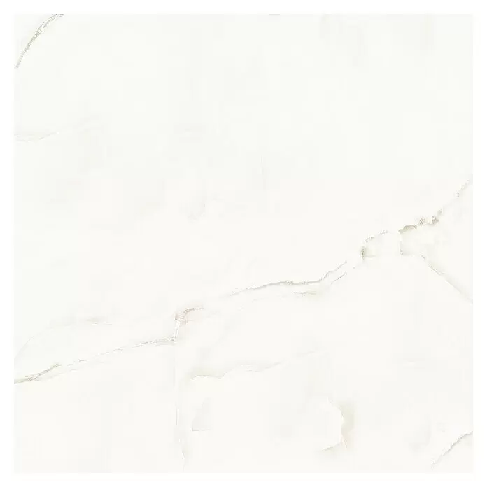 Feinsteinzeugfliese Onix Cloud - 120 x 120 cm, Weiß/Grau, Glänzend - Weiße Marmorfliese mit zarter beiger Maserung.