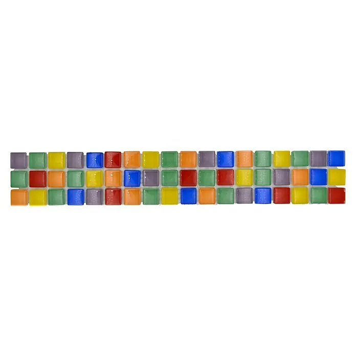 Fliesenbordüre Crystal YBO 8SE1501 - 4,8 x 30 cm, Bunt, Glänzend - Farbiges Glasmosaik-Fliesenmuster.