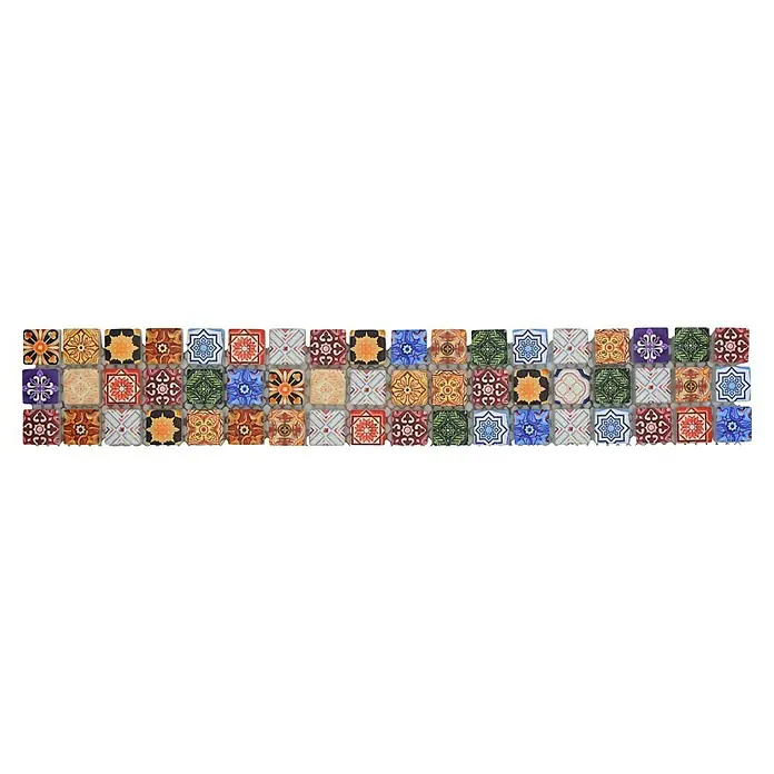 Fliesenbordüre YBO RB83 - 30 x 4,8 cm, Bunt, Glänzend - Bunte Mosaikfliese mit vielfältigen Mustern für kreative Wand- und Bodendesigns, ideal für individuelle Raumgestaltung.