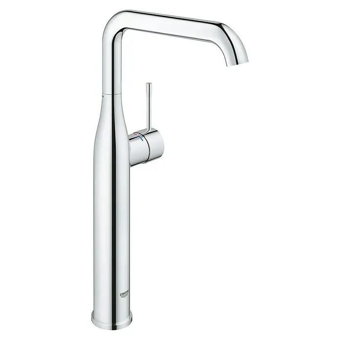 Grohe Essence Waschtischarmatur XL-Size - Chrom, Glänzend - Nahaufnahme eines Grohe Küchenarmatur mit schlankem Design, glänzender Chromoberfläche und Einhebelmischer.