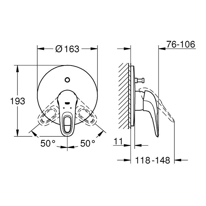 Grohe Eurostyle UP-Badewannenarmatur (Weiß, Glänzend)