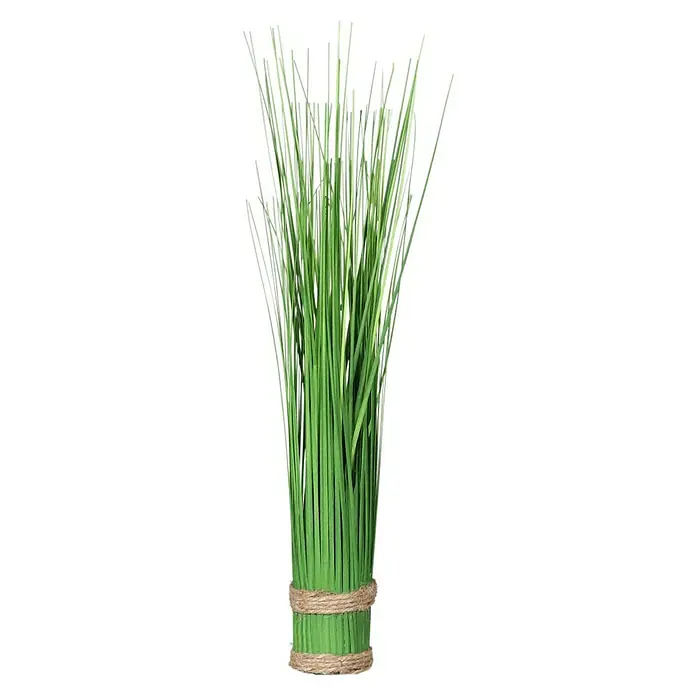 Kunstpflanze Stehgras-Bündel - Höhe: 45 cm, Grün, Kunststoff - Nahaufnahme eines Bündels künstlichen Grases, zusammengebunden mit rustikalem Seil, das eine natürliche Note verleiht.