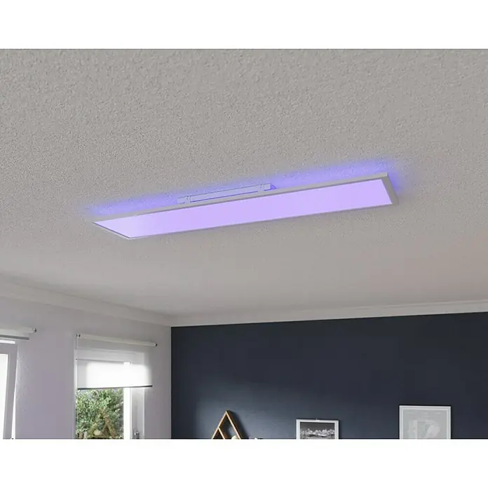 Tween Light LED-Panel RGB-RC-CCT-DIM - 32,5 W, L x B x H: 120 x 30 x 5,5 cm, Weiß, RGBW - Deckenleuchte mit rechteckigem Design und violetter Beleuchtung, die ein modernes Ambiente schafft. Perfekt für stilvolle Innenräume.