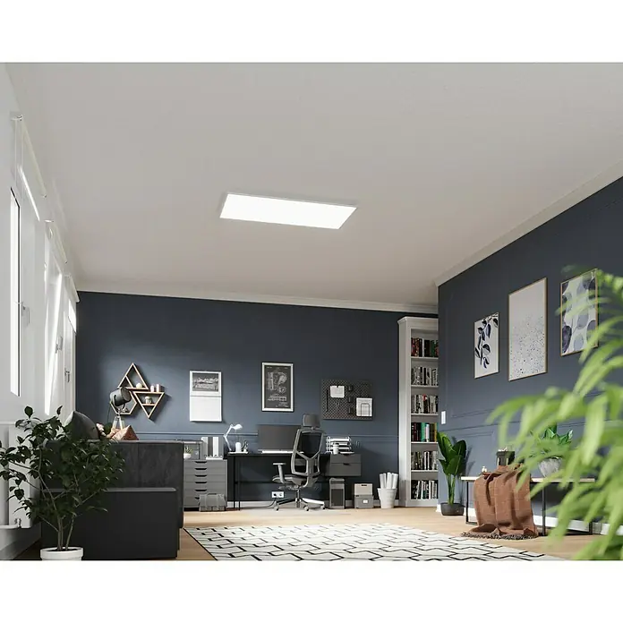 Tween Light LED-Panel RC-CCT-DIM - 43 W, L x B x H: 120 x 60 x 5 cm, Weiß, Mehrfarbig - Ein modernes Büro mit einer hellen LED-Deckenleuchte, die den Raum optimal ausleuchtet. Die Leuchte sorgt für eine angenehme Arbeitsatmosphäre.