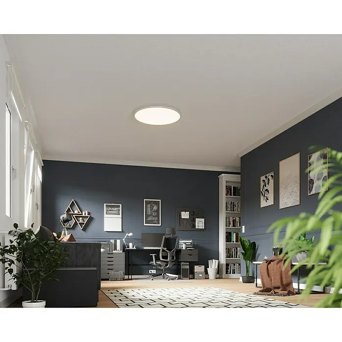Tween Light LED-Panel rund 4000 K - 40 W, Ø x H: 80 x 5 cm, Weiß, Neutralweiß - Moderne Büroeinrichtung mit einer hellen, runden Deckenleuchte, die den Raum gleichmäßig ausleuchtet. Schlichtes Design für ein angenehmes Arbeitsambiente.