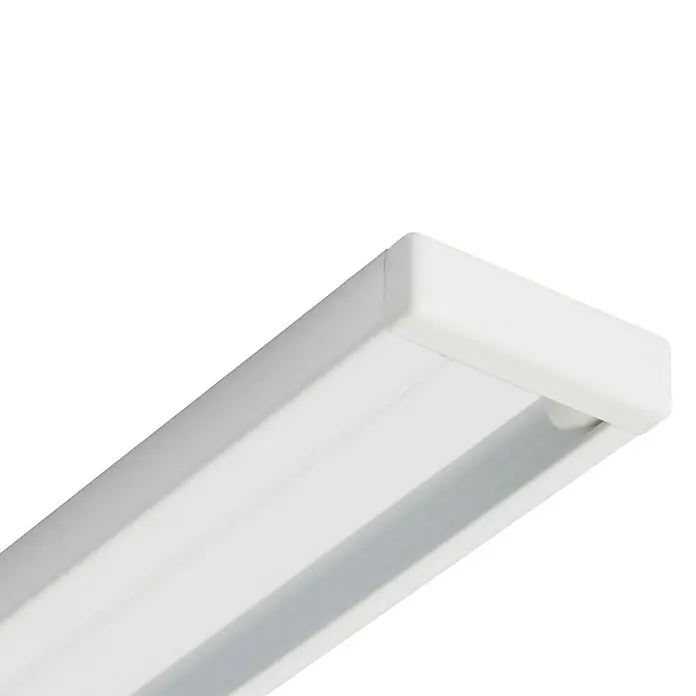 Endstück Level Verdunkelungssystem - 2 Stk., Weiß, Passend für: Vorhangschienen Level 1-läufig - Detailaufnahme einer weißen LED-Lichtleiste, ideal für moderne Innenräume und energieeffiziente Beleuchtung. Perfekt für Küche oder Büro.