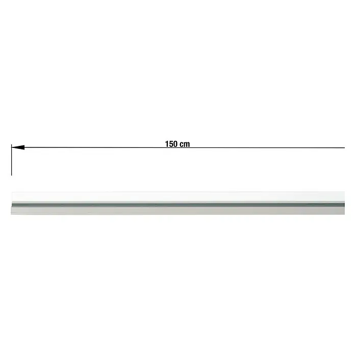 Vorhangschiene Level Verdunkelungssystem - Weiß, Länge: 150 cm, Anzahl Läufe: 1 Stk. - Eine Darstellung eines 150 cm langen, schlichten Sockelprofils.