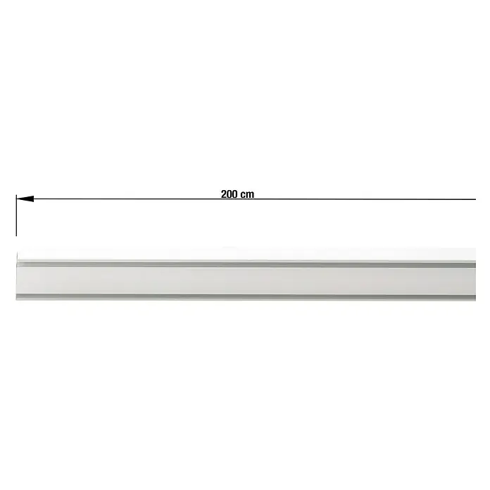 Vorhangschiene Level Verdunkelungssystem - Weiß, Länge: 200 cm, Anzahl Läufe: 2 Stk. - Abbildung eines 200 cm langen, weißen LED-Lichters, das sich ideal für die Beleuchtung von Regalen oder Arbeitsflächen eignet.