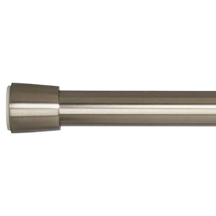 Spannstange Stretch - Edelstahl-Optik, Auszugslänge: 120 cm - 220 cm - Detailaufnahme einer silberfarbenen Duschstange mit Endstück, ideal für jedes Badezimmer.