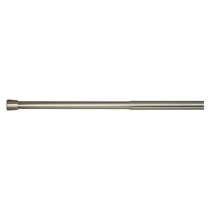 Spannstange Stretch - Edelstahl-Optik, Auszugslänge: 120 cm - 220 cm - Metallischer Duschvorhangstab mit einer glatten Oberfläche und einer robusten Konstruktion für Badezimmer.