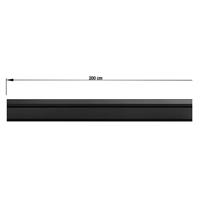 Vorhangschiene Level VerdunkelungssystemSchwarz, Länge: 200 cm, Anzahl Läufe: 2 Stk.