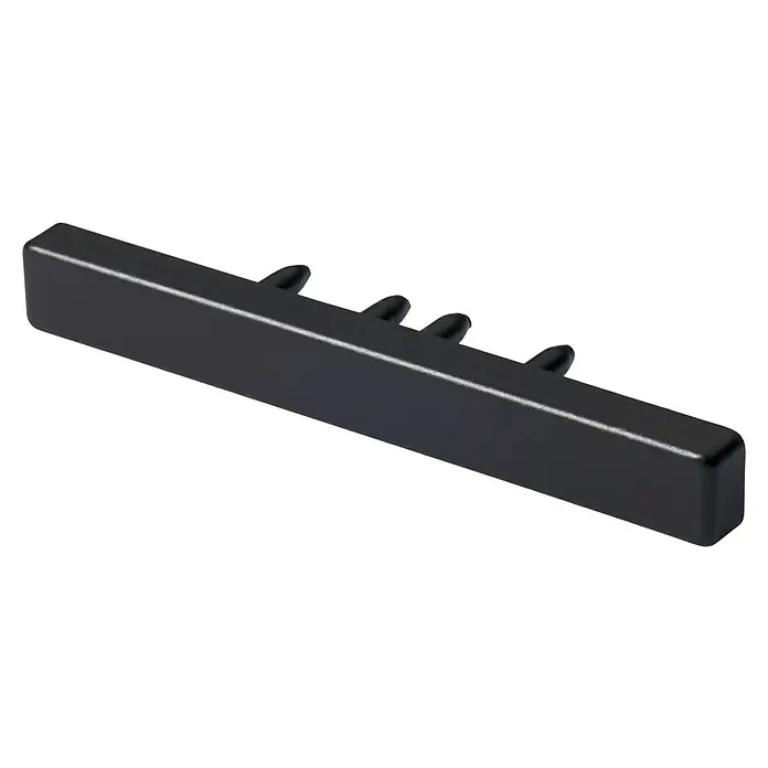 Endstück Level Verdunkelungssystem - 2 Stk., Schwarz, Passend für: Vorhangschienen Level 2-läufig - Schwarzer Klemmriegel mit drei Stiften, ideal für verschiedene Anwendungen im Modellbau oder zur Befestigung.
