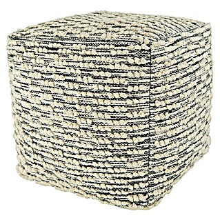 Hocker Sitzpouf Boho (40 x 40 x 40 cm, Creme/Schwarz, Baumwolle)