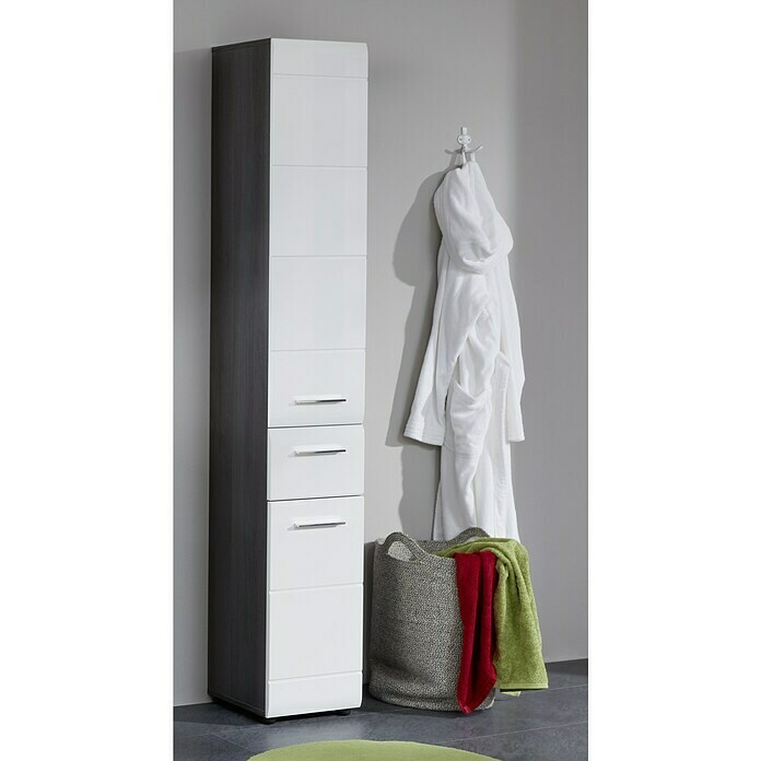 Trendteam Line Hochschrank (30 x 31 x 182 cm, Sardegna Silber/Weiß) | BAUHAUS