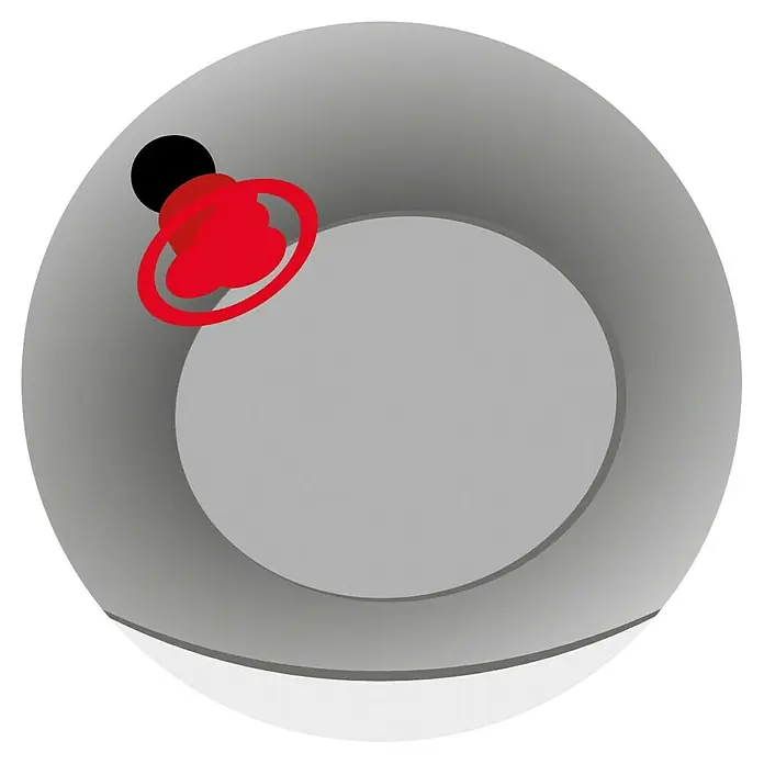 Scheurich Lineo Pflanzsäule rund - Außenmaß (Ø x H): 47 x 65 cm, Kunststoff, Schwarz - Grauer Staubsauger-Roboter mit rotem Knopf, dargestellt auf schwarzem Hintergrund, für Sauberkeit und Komfort im Haushalt.