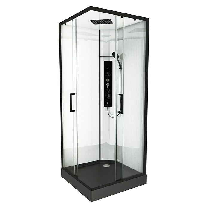 Designdusche Indus (90 x 90 x 215 cm, Eckig, Anthrazit/Silbergrau)