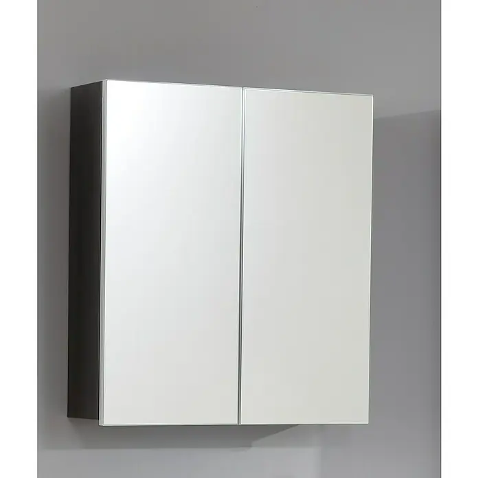Trendteam Line Spiegelschrank - B x H: 60 x 67 cm, Ohne Beleuchtung, Holz, Sardegna Rauchsilber - Ein moderner Spiegelschrank mit zwei Türen und schlichtem Design, ideal für Badezimmer, bietet zusätzlichen Stauraum und eine stilvolle Optik.