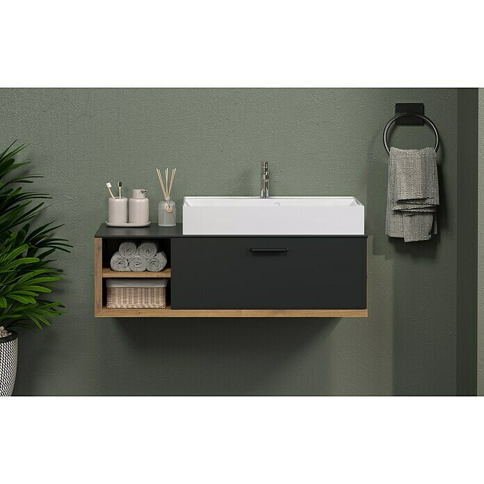 Trendteam Synnax Badmöbel-Set (120 cm, Coast Evoke Eiche/Anthrazit, Matt, Maße Waschbecken: B: 80 cm) | BAUHAUS