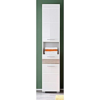 Trendteam Mezzo Hochschrank (37 x 31 x 182 cm, Weiß/Eiche Sägerau hell)