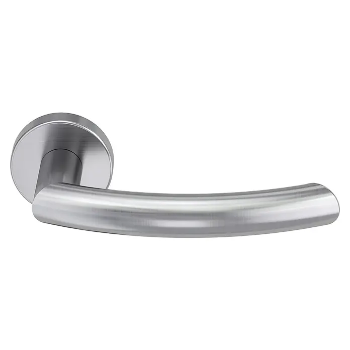 Diamond Doors Classic Zimmertürgarnitur Wisconsin - Stärke Tür: 40 mm - 45 mm, Edelstahl, L-Form, Edelstahl matt - Ein eleganter Türgriff aus gebürstetem Edelstahl. Das Design ist modern und minimalistisch, perfekt für jedes Interieur.