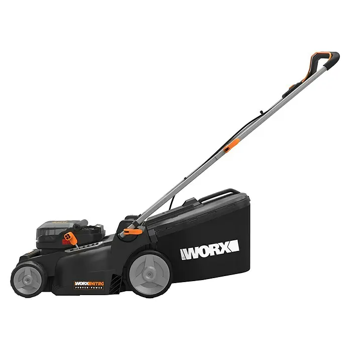 Worx PowerShare 20V Akku-Rasenmäher WG737E - 40 V, 2 Akkus, 4 Ah, Schnittbreite: 37 cm - Aufsitzrasenmäher von Worx Nitro, ideal für die Rasenpflege mit Fangkorb für sauberes Mähen.