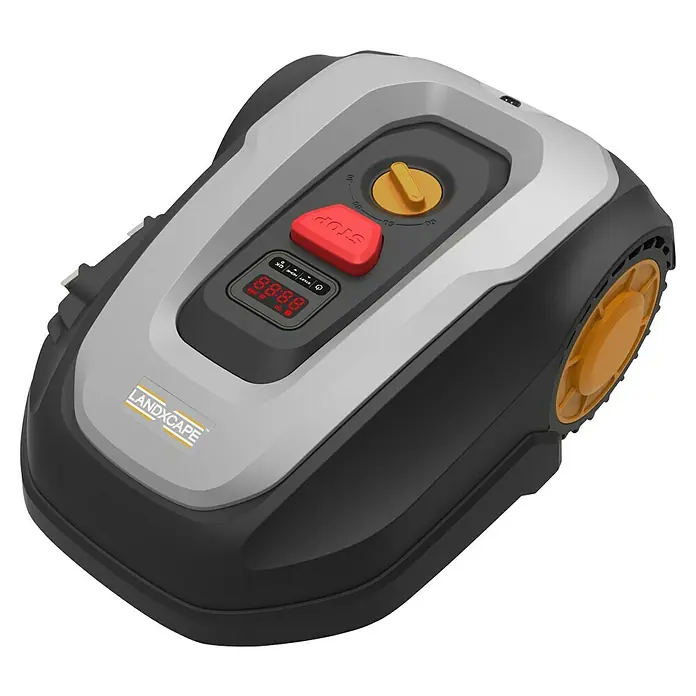 Landxcape Mähroboter LX838i - 800 m², Schnittbreite: 18 cm, Induktionsgestützte Navigation, Begrenzungskabel - Hier ist ein Bild eines Landxcape Mähroboters, der sich ideal für die Pflege Ihres Rasens eignet. Er verfügt über eine benutzerfreundliche Steuerung.