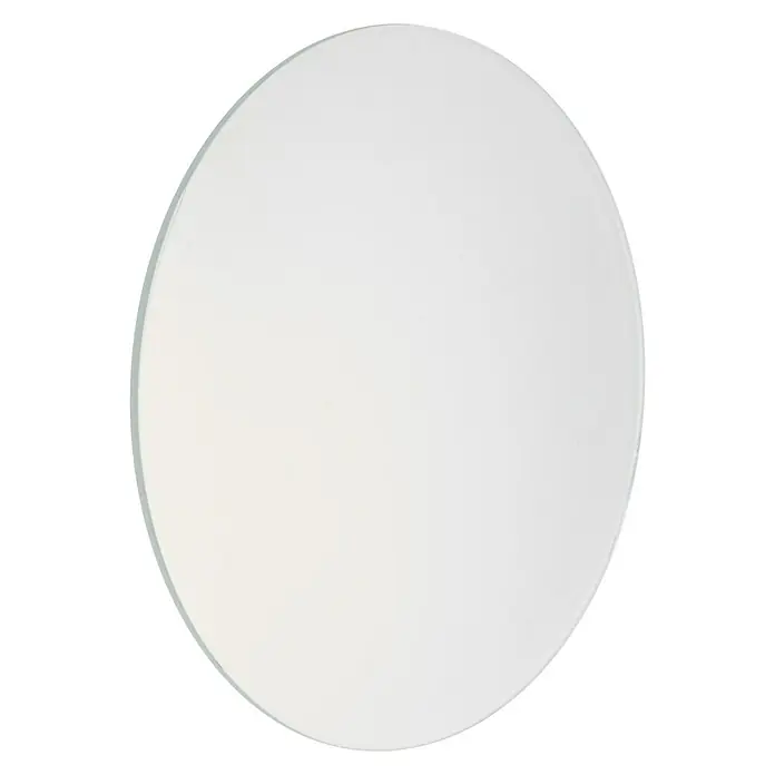 Mottez Bullaugen-Glas - Glas, Milchglas, Passend für: Mottez Bullaugen Ø 39 cm - Nahaufnahme eines runden Spiegels mit schlichtem Design, ideal für moderne Badezimmer oder als dekoratives Element im Wohnraum.