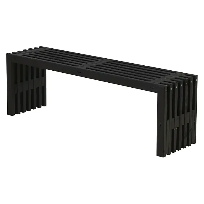 Plus Gartenbank Rustik - B x T x H: 138 x 36 x 45 cm, Nadelholz, Schwarz - Schwarze Bank mit Lattenrostdesign, ideal für moderne Innenräume. Die Bank besticht durch ihre schlichte Eleganz und Stabilität.