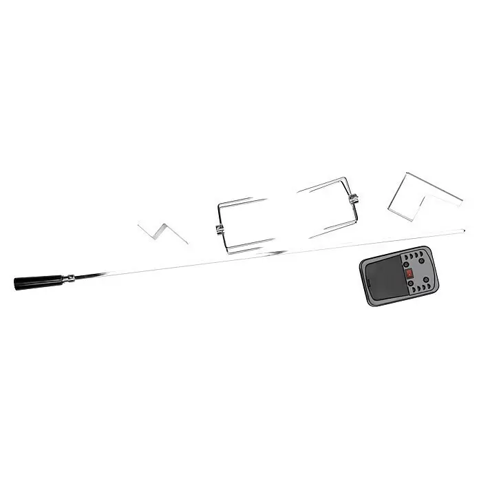 Barbecook Grillspieß - Länge: 95 cm, 3 -tlg. - Rotisserie-Grill-Set mit Metallspieß, schwarzem Griff, Fleischgabeln, weißem Gegengewicht und schwarzem Motor.