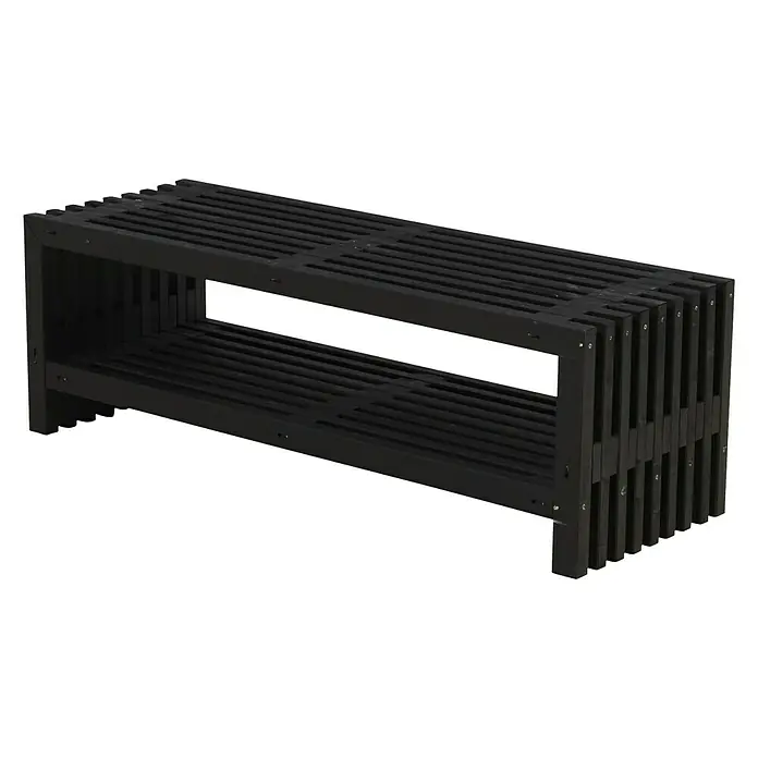 Plus Gartenbank Rustik - B x T x H: 138 x 49 x 45 cm, Nadelholz, Schwarz, inkl. Unterfach - Elegante schwarze Bank mit Lattenmuster und praktischem Ablagefach. Ideal für Flur oder Wohnbereich, stilvoll und funktional.