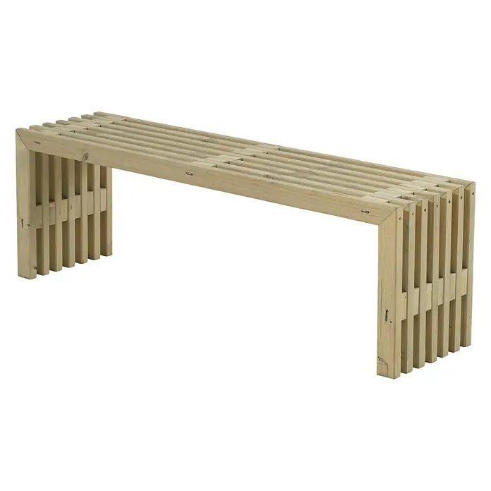 Plus Gartenbank Rustik - B x T x H: 138 x 36 x 45 cm, Nadelholz, Natur - Holzbank mit Lattenstruktur. Die helle Holzbank bietet eine moderne und luftige Sitzgelegenheit.