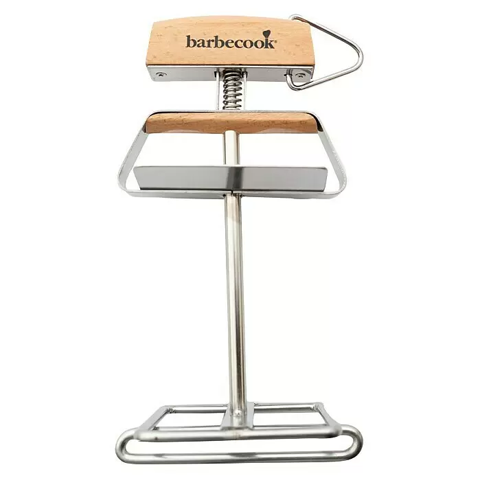 Barbecook Grillrost-Heber - L x B x H: 25 x 10 x 13,3 cm, Edelstahl - Barbecook Burgerpresse mit Holzgriffen und Edelstahlkomponenten für gleichmäßige Patties.
