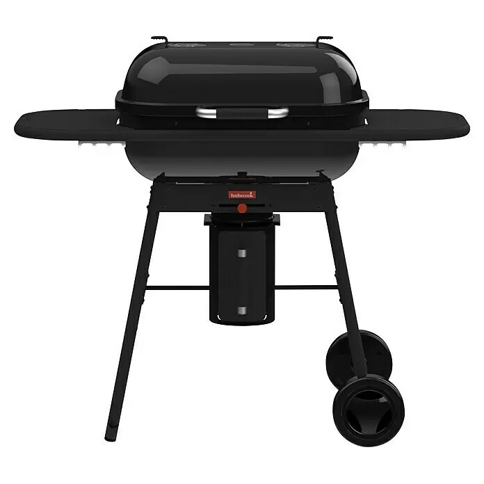Barbecook Holzkohlegrill Magnus Premium - Grillfläche (B x T): 67 x 43 cm, Schwarz - Schwarzer Holzkohlegrill mit gewölbtem Deckel, zwei Seitenablagen und Rädern für Mobilität.