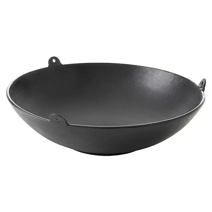 Barbecook Grillwok Junko - Ø x H: 37 cm x 130 mm - Dunkler, robuster Gusseisen-Wok mit abgerundetem Boden und zwei integrierten Schlaufengriffen.