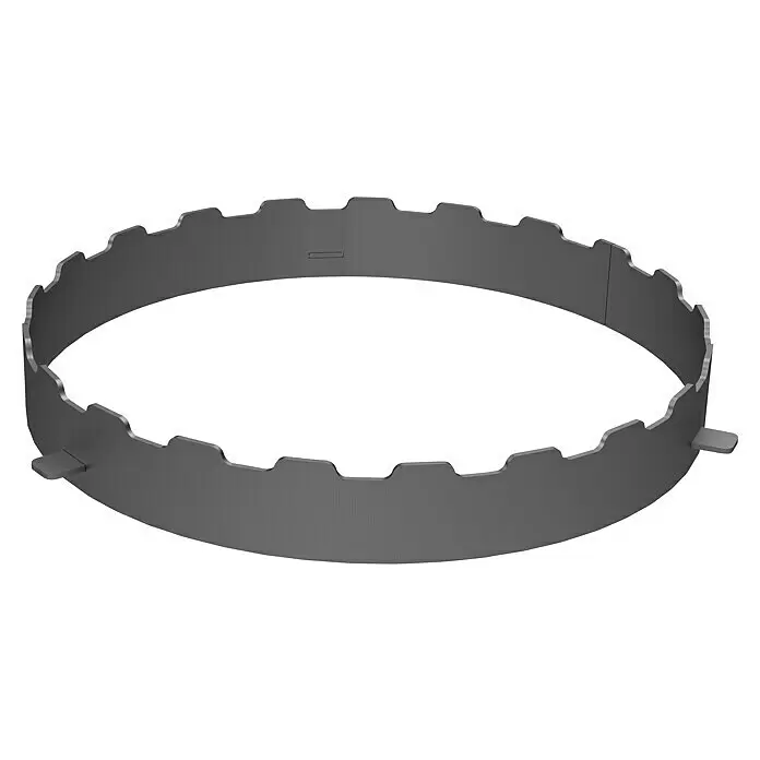 Barbecook Halterung für Grillspieße - Ø x H: 36 x 5 cm, Stahl - Grauer Metall-Feuerring mit segmentiertem, gezahntem Design und Verbindungsstegen.