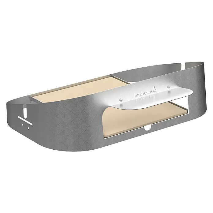 Barbecook Pizzaeinsatz - Passend für: Barbecook Holzkohlegrill Magnus - Silberner barbecook Grill-Einsatz mit zwei beigen Keramik-Pizzasteinen.