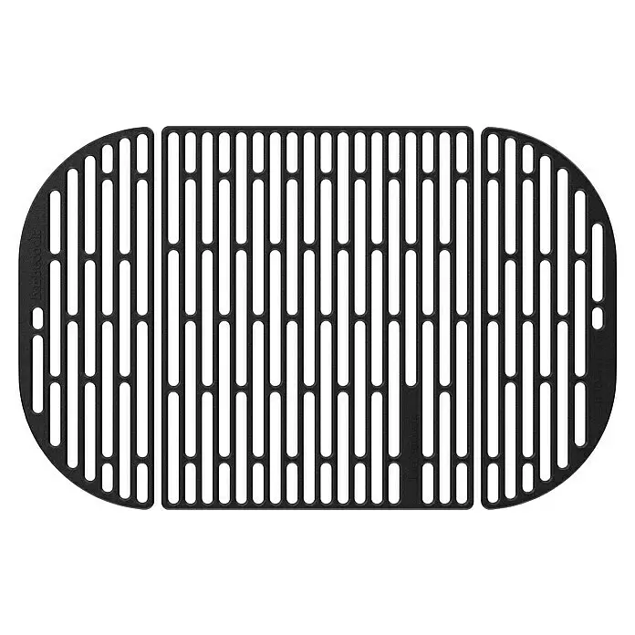 Barbecook Grillrost-Set Magnus - L x B: 67,5 x 43 cm, Gusseisen, 3 -tlg. - Strukturierter schwarzer Metall-Grillrost mit ovaler Form und vertikalem Stangenmuster, ideal für Grills.