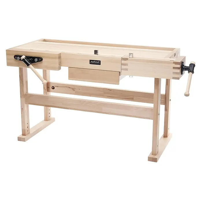 Ramia Hobelbank Premium 2 - L x B: 1.610 x 760 mm, Arbeitshöhe: 860 mm, Holz - Dieser Hobelbank besticht durch seine robuste Bauweise und die praktischen Schraubstöcke, die vielseitige Arbeiten ermöglichen.