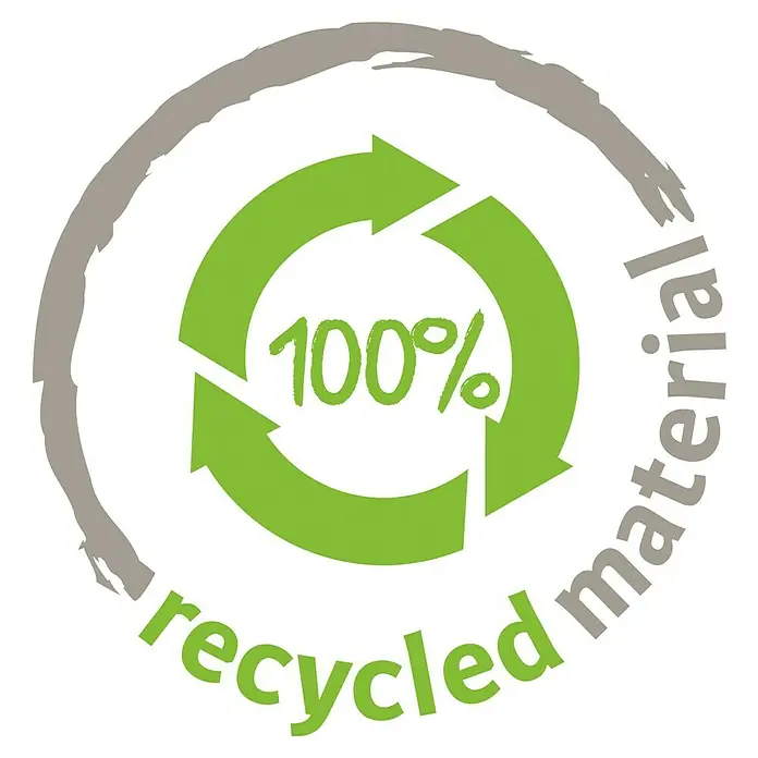 Scheurich Country Star Pflanztopf - Außenmaß (Ø x H): 25 x 18,6 cm, Kunststoff, Grau - Symbol für 100% recyceltes Material mit drei grünen Pfeilen in einem Kreis und grauem Text.