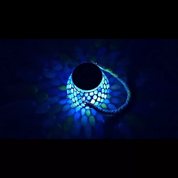BAUHAUS Solar-TischleuchteL x B x H: 14,5 x 10,5 x 10,5 cm, Blau, IP44 - Solarneuheiten Lampe 5