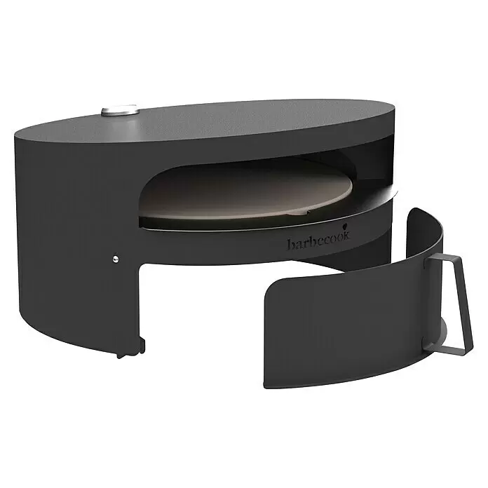 Barbecook Pizzaeinsatz - L x B x H: 51,5 x 46 x 27,5 cm - Dunkelgrauer Barbecook Outdoor-Pizzaofen mit Pizzastein und seitlichem Griff.