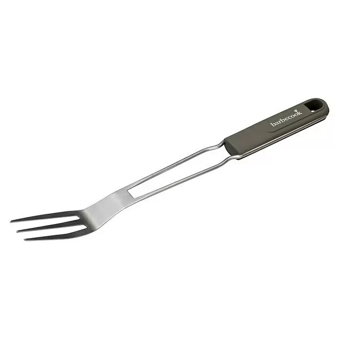 Barbecook Grillgabel - Länge: 38 cm, Edelstahl - Silberne Grillgabel mit dunkelgrauem Griff.