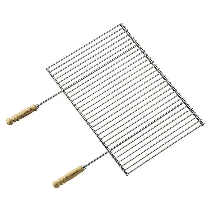 Barbecook Grillrost 70 x 40 cm - L x B: 700 x 400 mm - Grillrost aus silbernem Metall mit Holzgriffen.