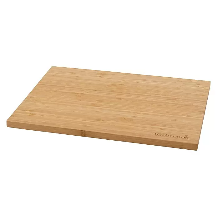 Barbecook Schneidebrett - 40 x 30 x 1,5 cm, Holz - Rechteckiges Bambus-Schneidebrett mit heller Holzmaserung und "barbecook"-Logo.
