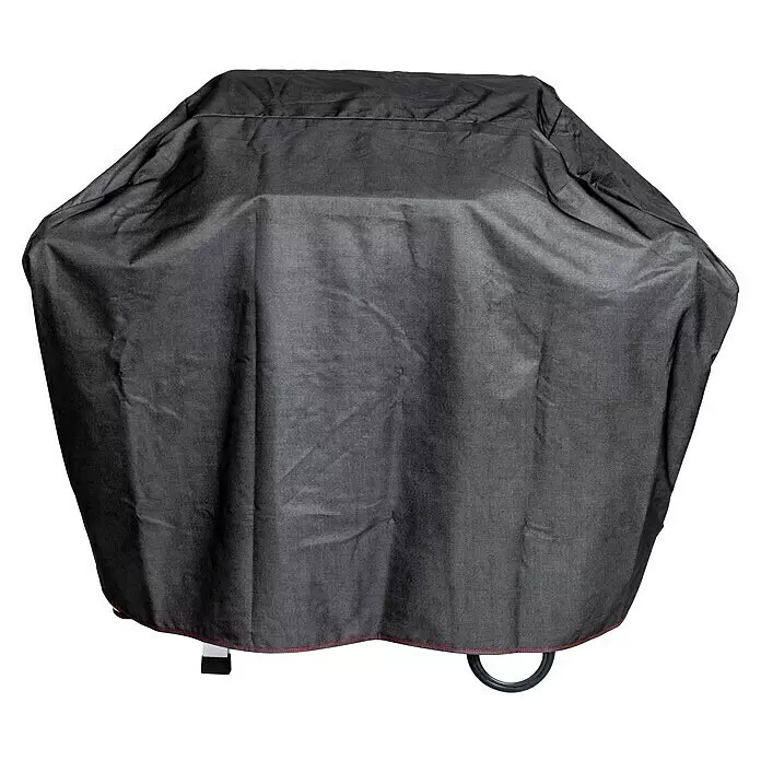 Barbecook Grill-Schutzhülle - Polyester, L x B x H: 120 x 55 x 95 cm - Dunkelgraue Stoff-Grillabdeckung, über einem Grill liegend.