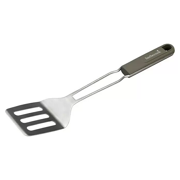 Barbecook Grillgutwender - Länge: 38 cm, Edelstahl - Grillwender aus Edelstahl mit grauem Griff und "barbecook"-Logo.