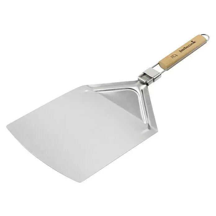 Barbecook Pizzaschaufel - Länge: 63 cm, Edelstahl - Pizzaheber aus Metall mit hellem Holzgriff und 'barbecook' Logo.