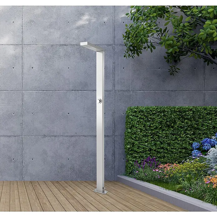 GardWell Ducha de piscina Ritual - Altura: 210 cm, Acero inoxidable, Plata - Ducha de exterior de acero inoxidable.
